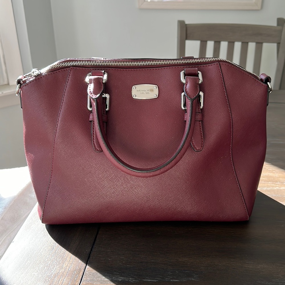 Michael Kors Cranberry Leather Top Handle Bag